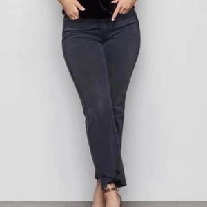 GOOD American Good Straight Jeans Distressed Gray Black 15